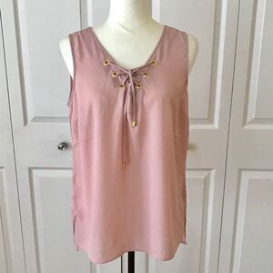 Harve Benard Georgette Lace-Up Tank Top Blush Pink